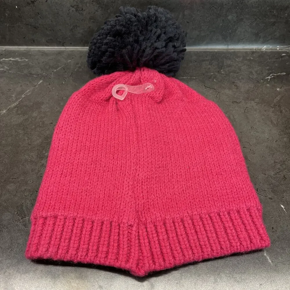 No Boundaries Pink Peace Sign Beanie Pom Pom Adult One Size